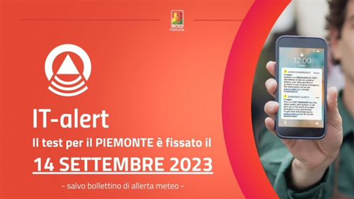 IT-Alert: test del nuovo sistema di allarme pubblico in Piemonte il 14 settembre alle ore 12:00