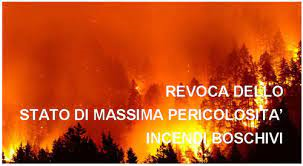 Cessazione massima pericolosità per INCENDI BOSCHIVI